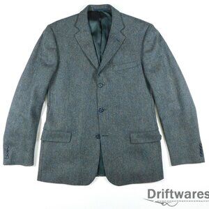 BURBERRY 42 Long Gray Wool Herringbone Wool BOND STREET St. Blazer